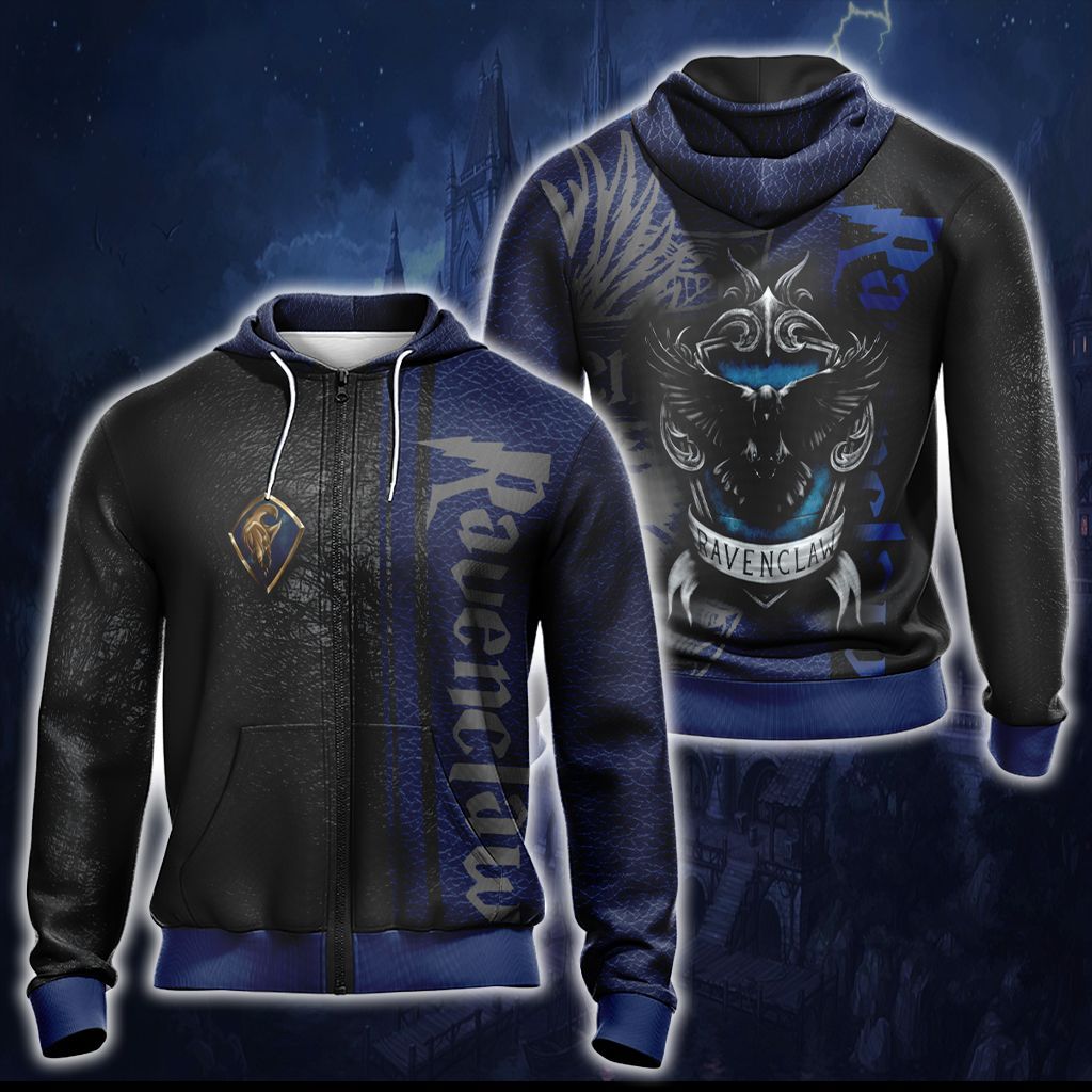 Harry Potter Hogwarts House Gryffindor Slytherin Ravenclaw Hufflepuff T-shirt Zip Hoodie Pullover Hoodie Ravenclaw Zip Hoodie S