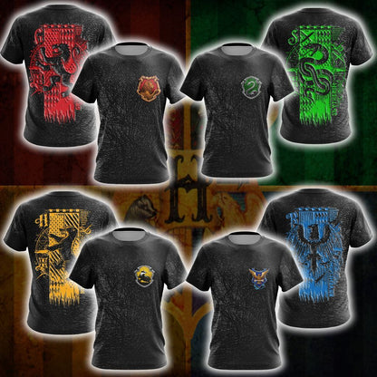 Harry Potter Hogwarts House Gryffindor Slytherin Ravenclaw Hufflepuff T-shirt Zip Hoodie Pullover Hoodie Gryffindor T-shirt S
