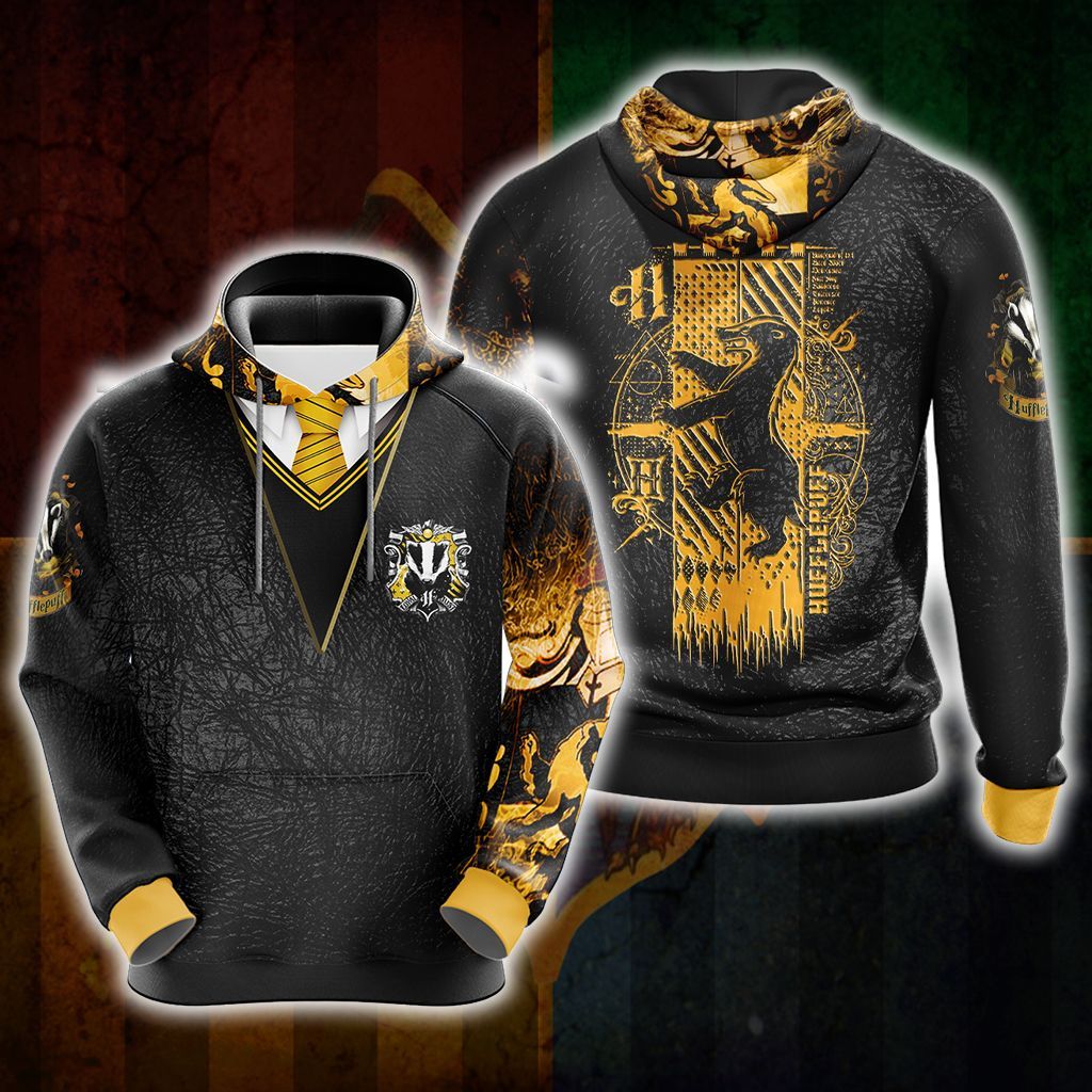 Harry Potter Hogwarts House Gryffindor Slytherin Ravenclaw Hufflepuff T-shirt Zip Hoodie Pullover Hoodie