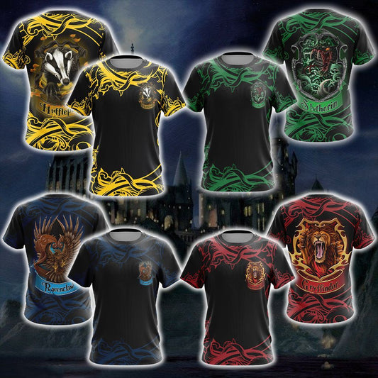 Harry Potter Hogwarts House Gryffindor Slytherin Ravenclaw Hufflepuff T-shirt Zip Hoodie Pullover Hoodie Gryffindor T-shirt S