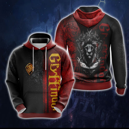 Harry Potter Hogwarts House Gryffindor Slytherin Ravenclaw Hufflepuff T-shirt Zip Hoodie Pullover Hoodie Gryffindor Hoodie S