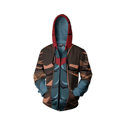 Red Hood Batman Cosplay Zip Up Hoodie Jacket   