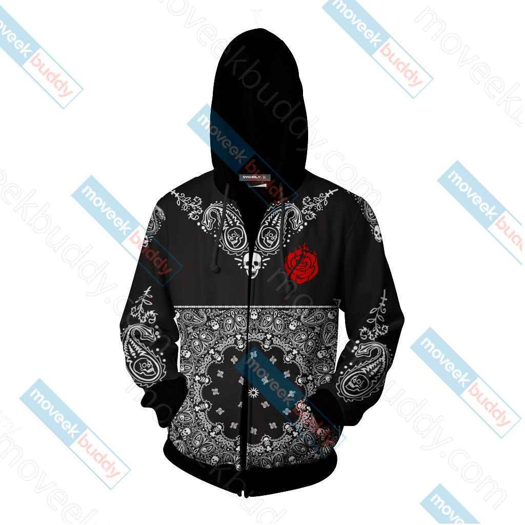 RWBY House Rose Honor Loyalty Sacrifice Zip Up Hoodie   