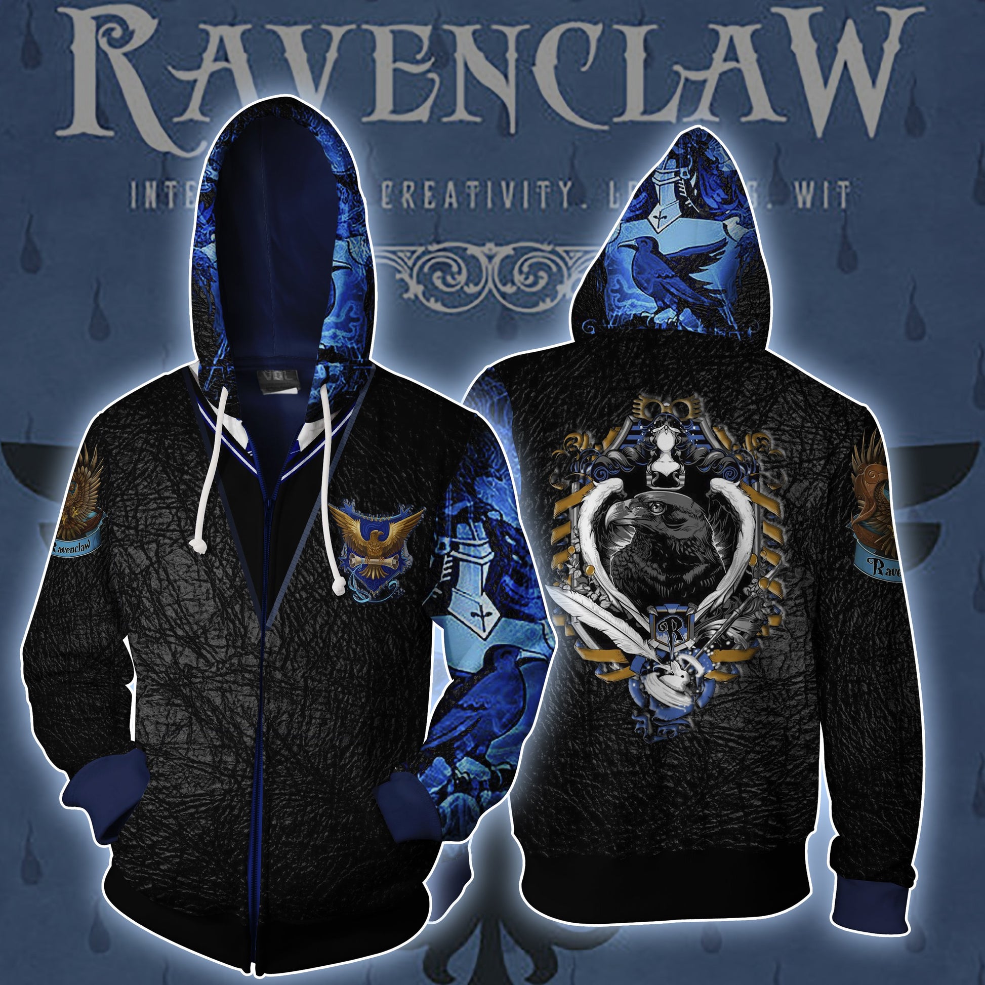 The Ravenclaw Eagle Harry Potter Zip Up Hoodie Zip Hoodie XS 