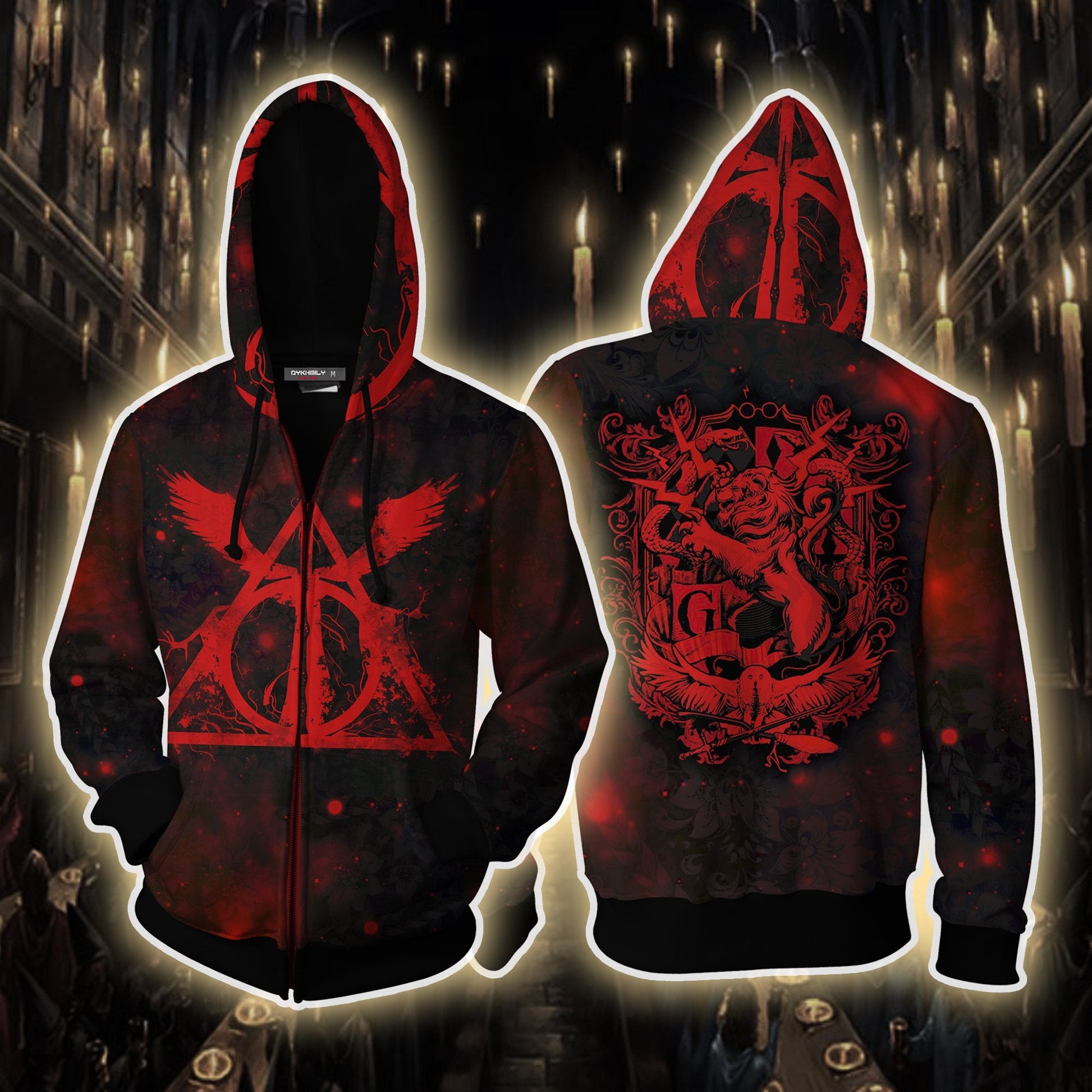 The Gryffindor Lion Harry Potter Version Galaxy Unisex 3D T-shirt Zip Hoodie S 