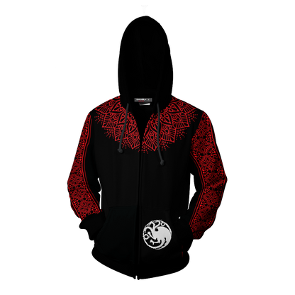 House Targaryen Game Of Thrones New Zip Up Hoodie   