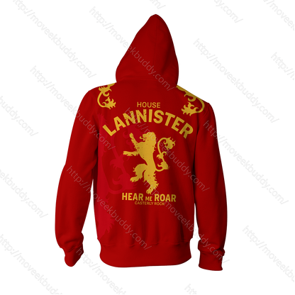 House Lannister Game Of Thrones Zip Up Hoodie   