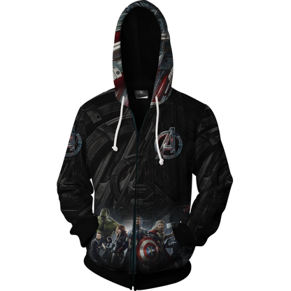 The Avengers Tattoo Zip Up Hoodie   