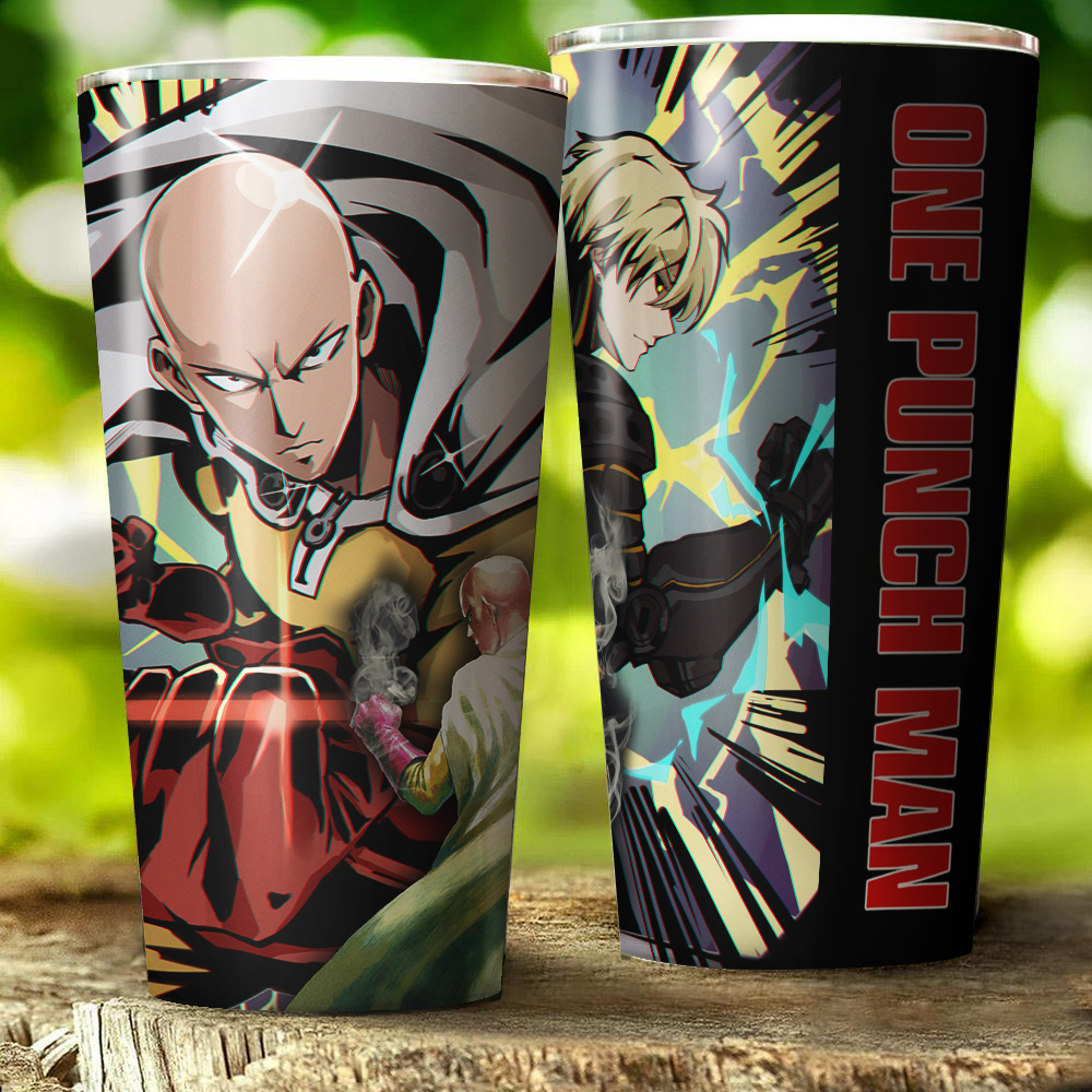 One Punch Man Saitama x Genos Anime Manga Insulated Stainless Steel Tumbler 20oz / 30oz 30oz  