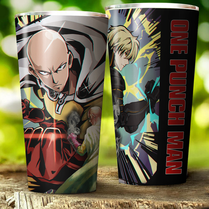 One Punch Man Saitama x Genos Anime Manga Insulated Stainless Steel Tumbler 20oz / 30oz 30oz  