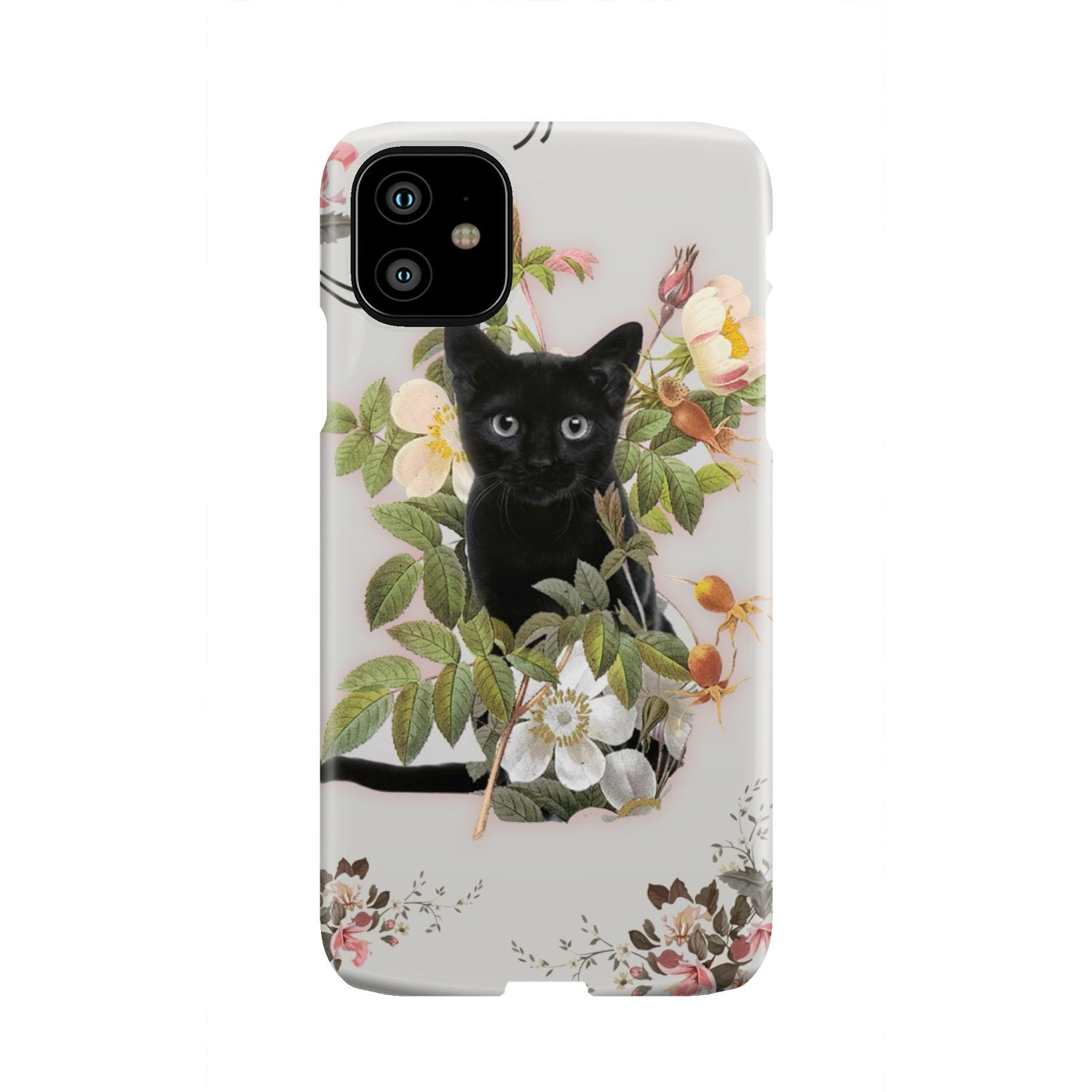 Black Cat And Flowers Phone Case iPhone 11  