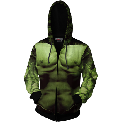 Hulk Cosplay Zip Up Hoodie Jacket   