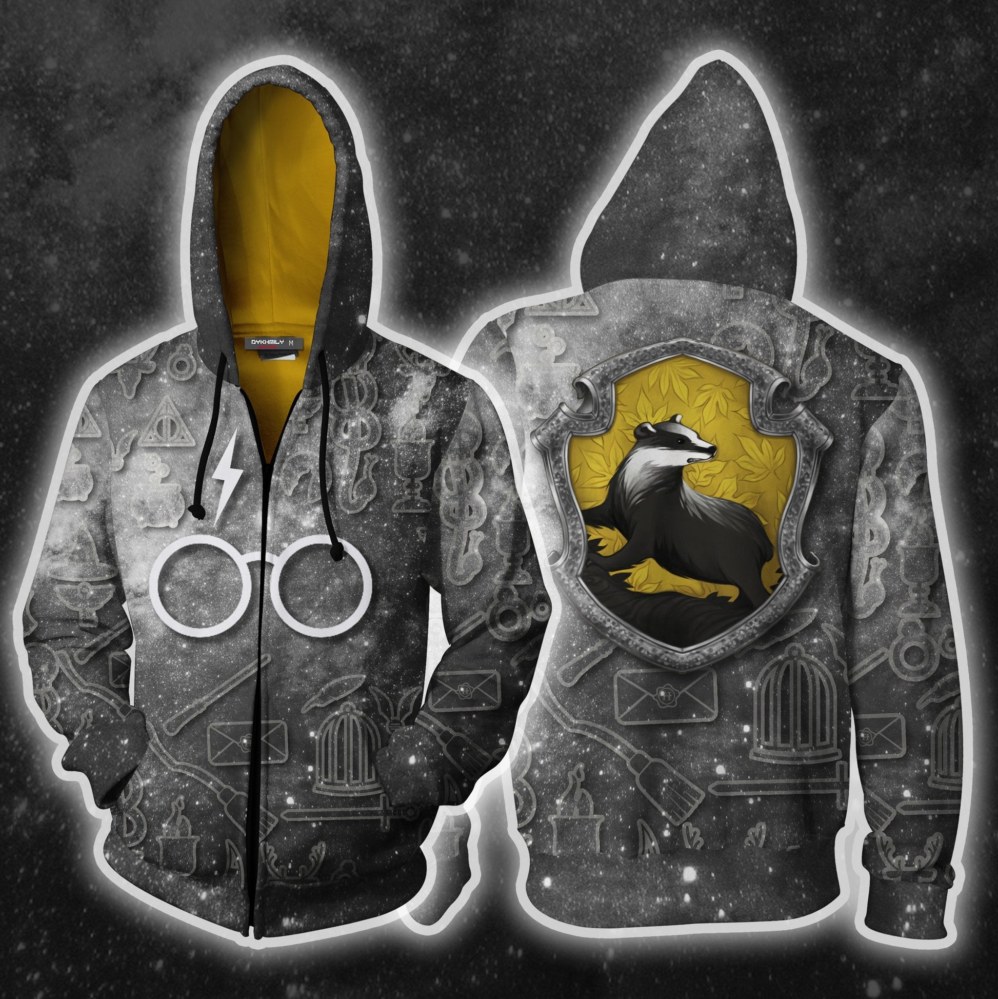 Hufflepuff Logo Harry Potter New Collection Unisex 3D T-shirt Zip Hoodie S 