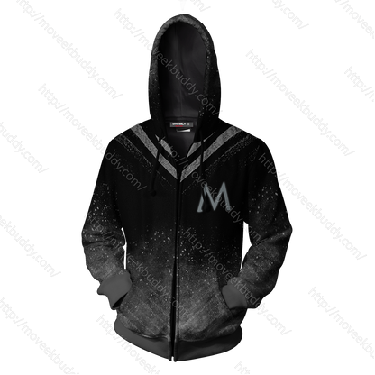 RWBY Mercury Black Symbol Zip Up Hoodie   
