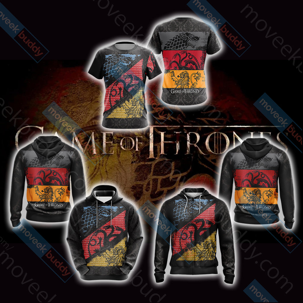Game Of Thrones - Stark, Targaryen, Lannister Unisex 3D T-shirt   