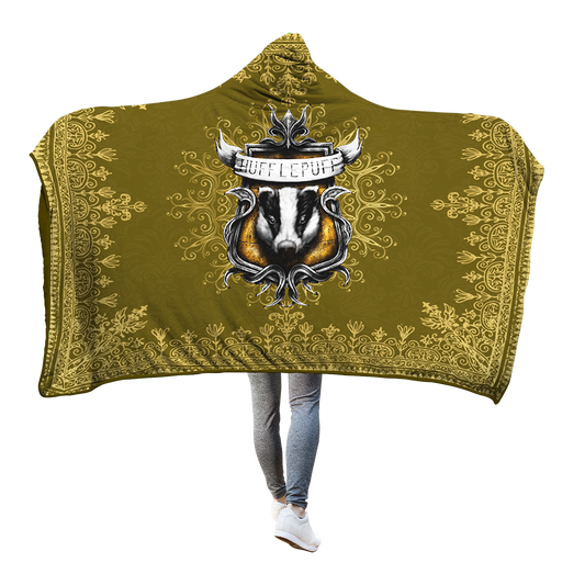Mandala The Hufflepuff Badger Harry Potter 3D Hooded Blanket Adult 80"x60"  