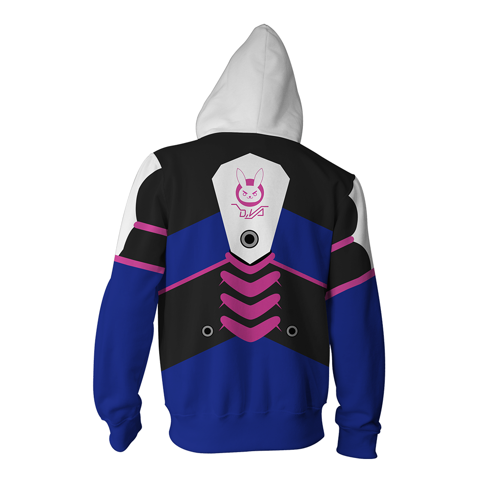 Overwatch D.Va Cosplay Zip Up Hoodie Jacket   