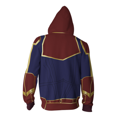 Captain Marvel Cosplay Zip Up Hoodie Jacket   