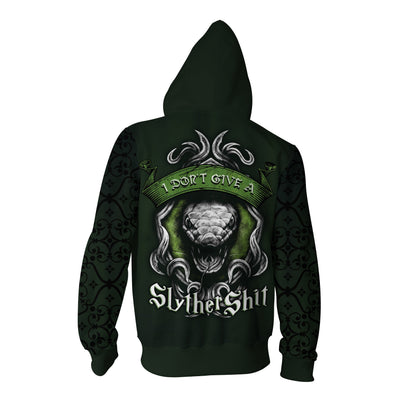 I Don't Give A SlytherShit Harry Potter 3D Zip Up Hoodie   