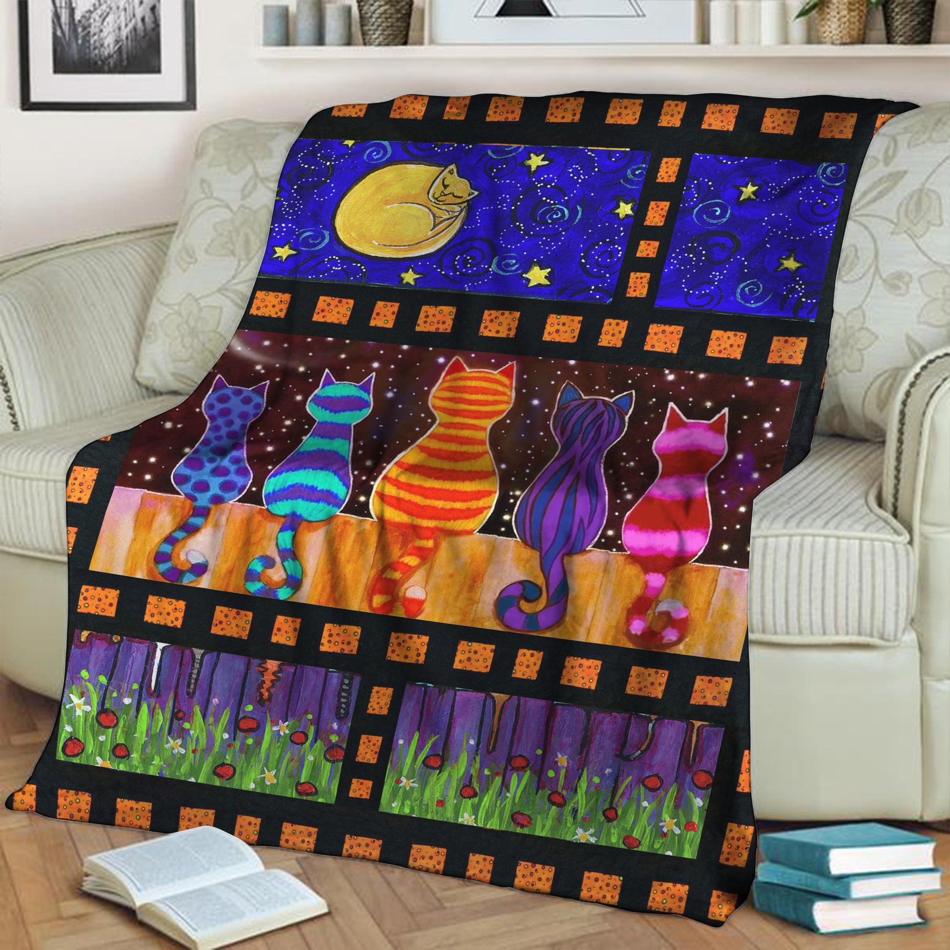 Cats In The Galaxy 3D Throw Blanket 130cm x 150cm  