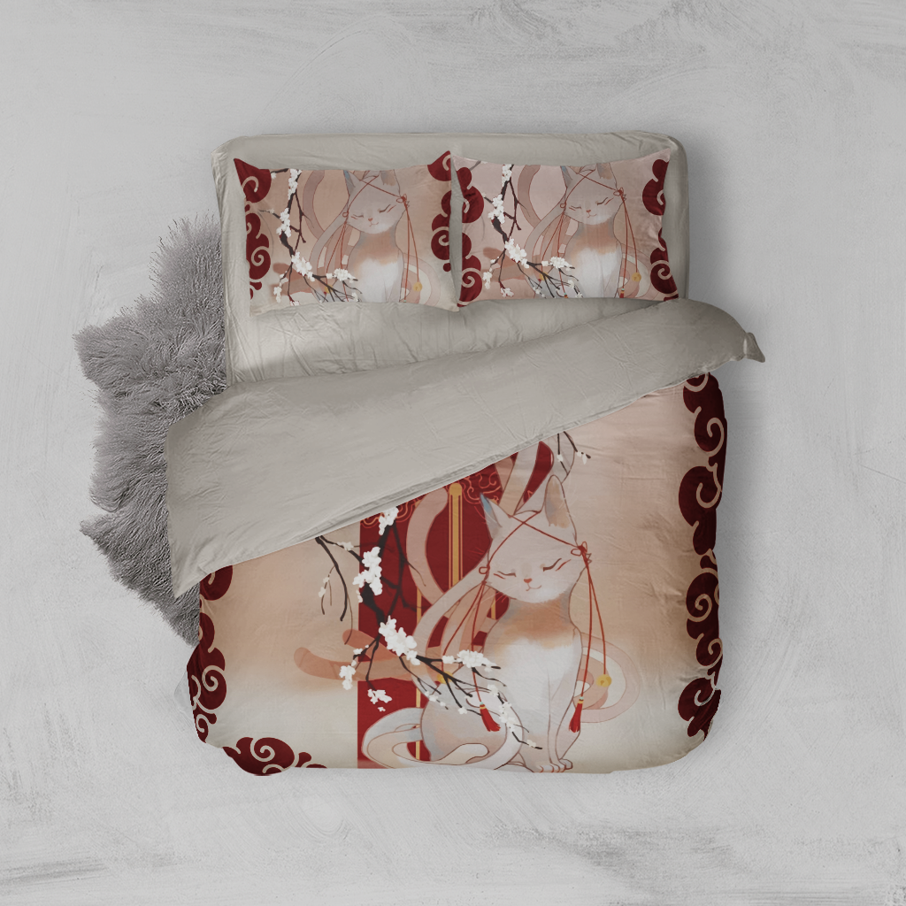 White Cat 3D Bed Set Twin (3PCS)  