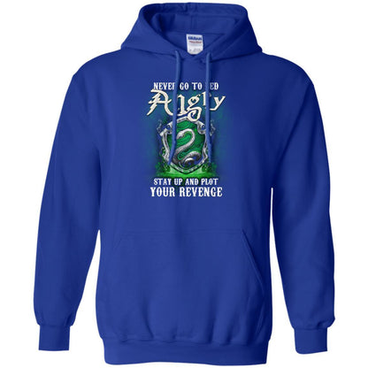 Never Go To Bed Angry Stay Up And Plot Your Revenge Slytherin House Harry Potter Fan Shirt