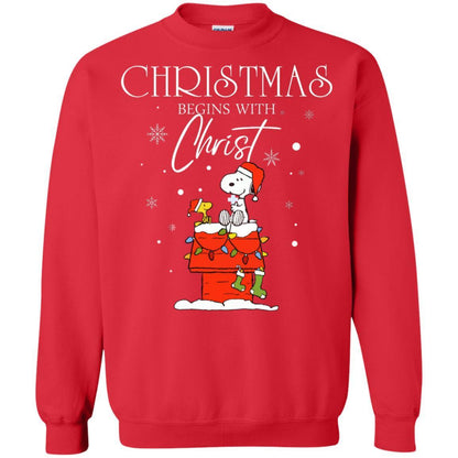 Christmas Begins With Christ Shirt Red S 