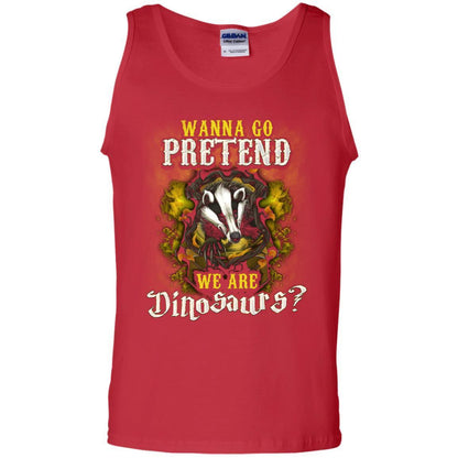Wanna Go Pretend We're Dinosaurs Hufflepuff House Harry Potter Shirt Red S 