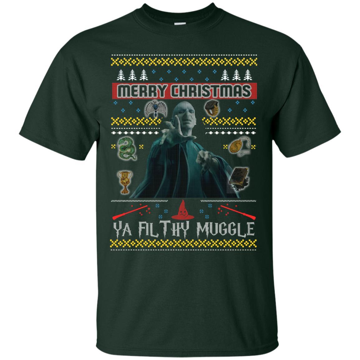 Merry Christmas Ya Filthy Muggle Harry Potter Fan T-shirt Forest S 