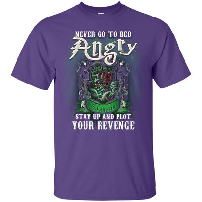 Never Go To Bed Angry Stay Up And Plot Your Revenge Slytherin House Harry Potter Shirt Purple S 