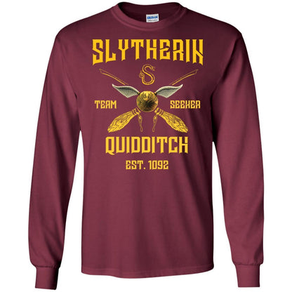 Slytherin Quiddith Team Seeker Est 1092 Harry Potter Shirt Maroon S 