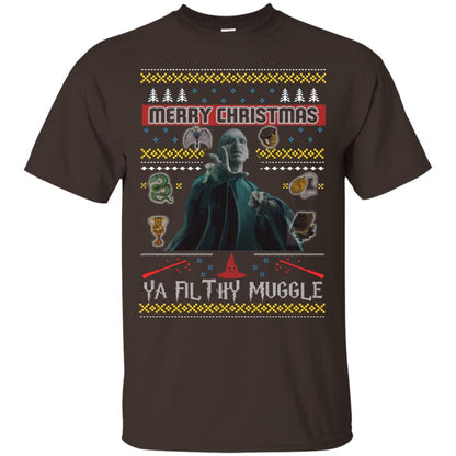 Merry Christmas Ya Filthy Muggle Harry Potter Fan T-shirt Dark Chocolate S 