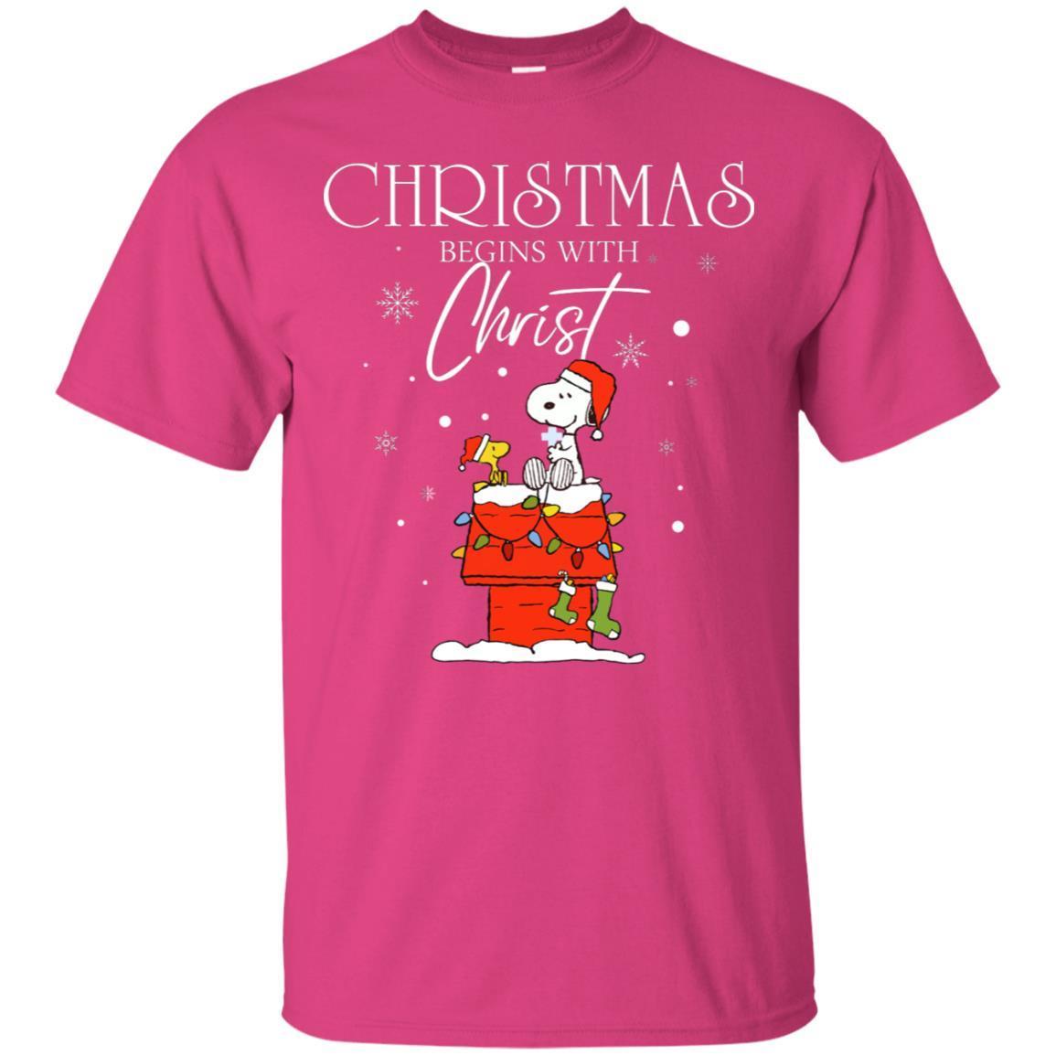 Christmas Begins With Christ Shirt Heliconia S 