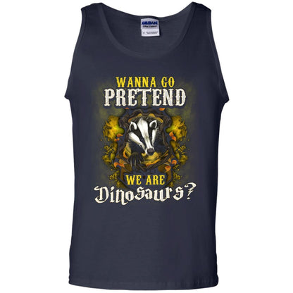 Wanna Go Pretend We're Dinosaurs Hufflepuff House Harry Potter Shirt Navy S 