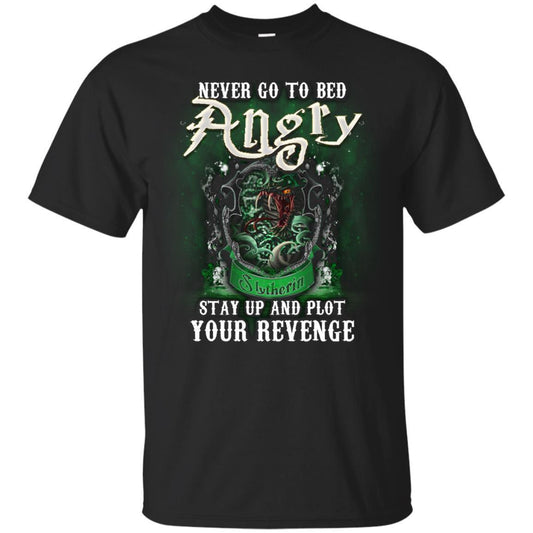 Never Go To Bed Angry Stay Up And Plot Your Revenge Slytherin House Harry Potter Shirt Black S 