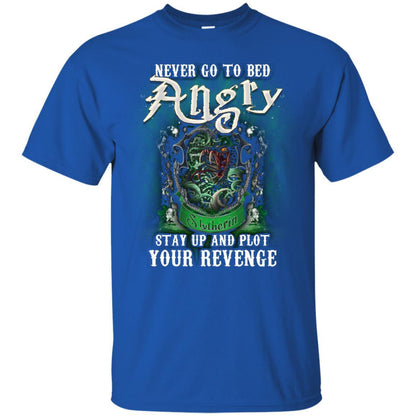 Never Go To Bed Angry Stay Up And Plot Your Revenge Slytherin House Harry Potter Shirt Royal S 