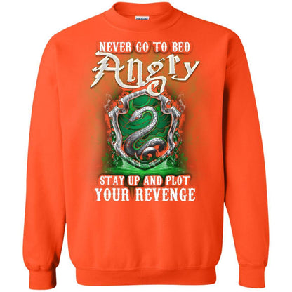 Never Go To Bed Angry Stay Up And Plot Your Revenge Slytherin House Harry Potter Fan Shirt