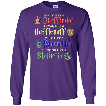 Brave Like A Gryffindor Loyal Like A Hufflepuff Harry Potter Hogwarts Shirt Purple S 
