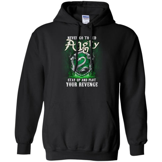 Never Go To Bed Angry Stay Up And Plot Your Revenge Slytherin House Harry Potter Fan Shirt Black S 