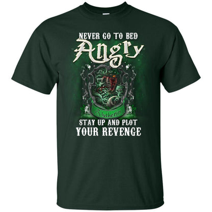 Never Go To Bed Angry Stay Up And Plot Your Revenge Slytherin House Harry Potter Shirt