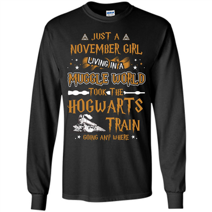 Harry Potter T-shirt Just A November Girl Living In A Muggle World Black S 