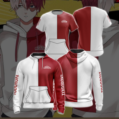 My hero Academia Shouto 3D T-shirt Zip Hoodie Pullover Hoodie   