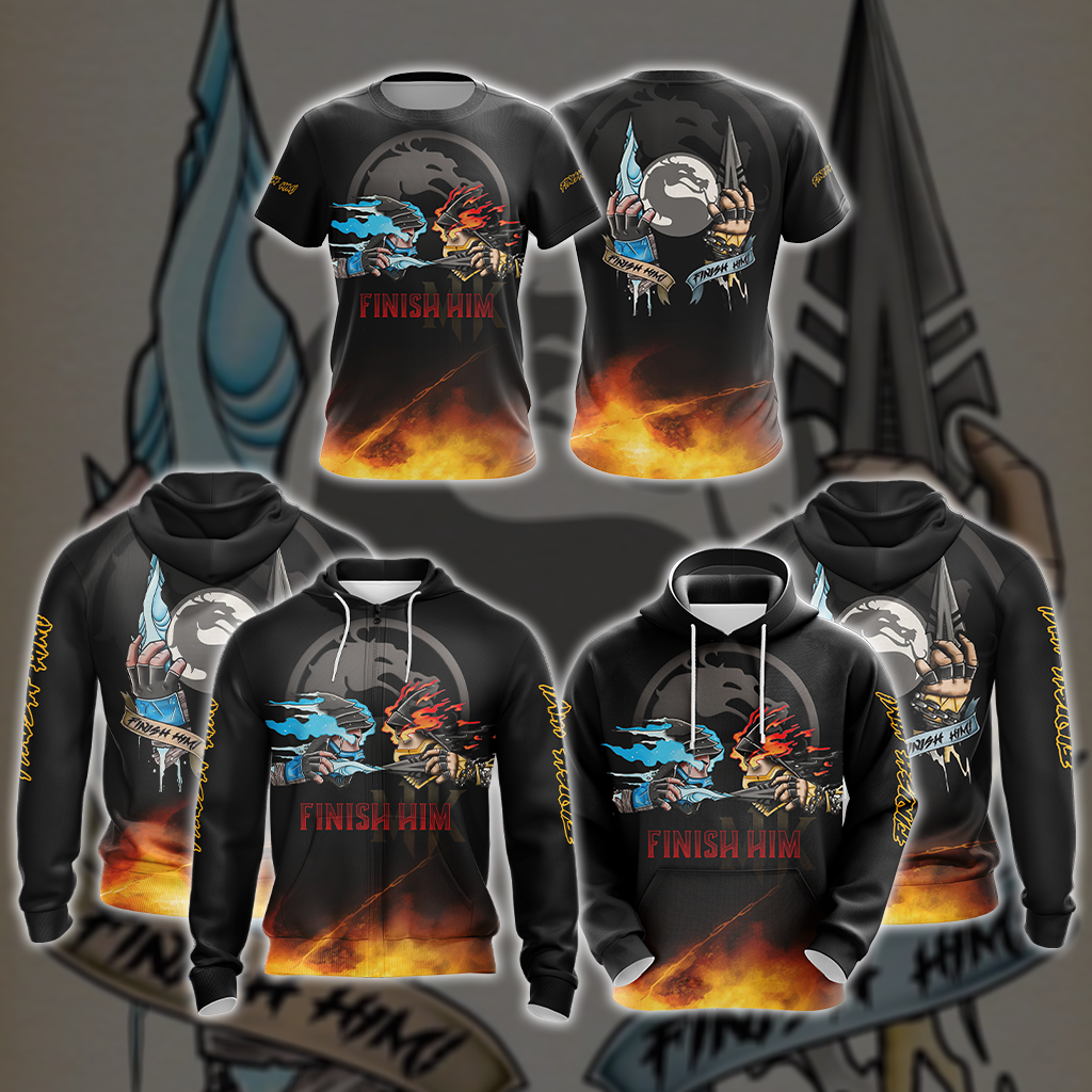 Mortal Kombat Scorpio And Sub Zero Finish Him Unisex 3D T-shirt   