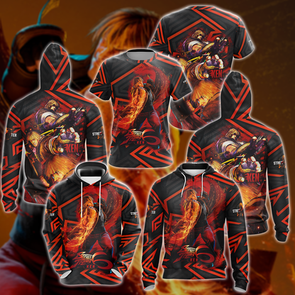 Street Fighter 6 Ken Video Game 3D All Over Printed T-shirt Tank Top Zip Hoodie Pullover Hoodie Hawaiian Shirt Beach Shorts Jogger   