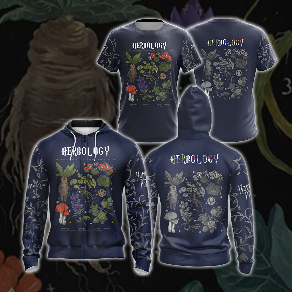 Herbology Harry Potter Hogwarts T-shirt Zip Hoodie Pullover Hoodie   