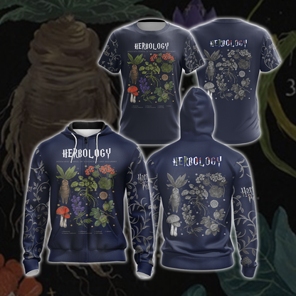 Herbology Harry Potter Hogwarts T-shirt Zip Hoodie Pullover Hoodie   