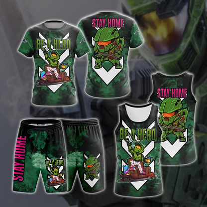 Halo: Combat Evolved - Be a hero. Stay home Beach Shorts   