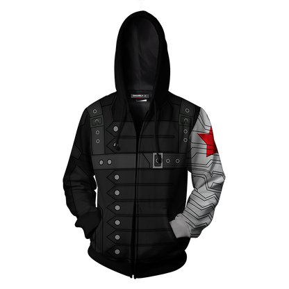 Winter Soldier (Bucky Barnes) Cosplay Zip Up Hoodie Jacket   