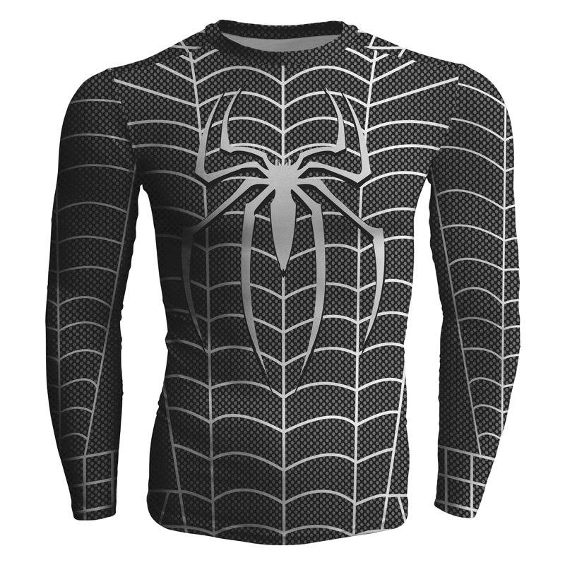 Black Spiderman Cosplay Long Sleeve Compression T-shirt   