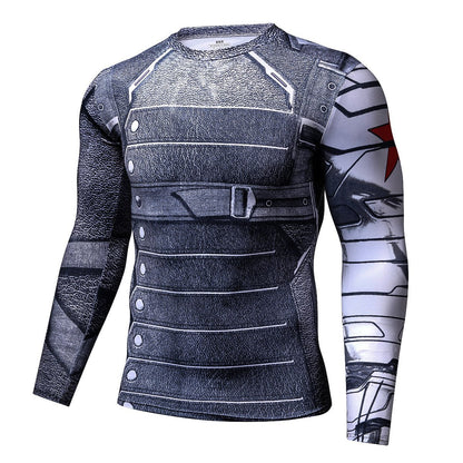 Captain America: The Winter Soldier Bucky Barnes Cosplay Long Sleeve Compression T-shirt   